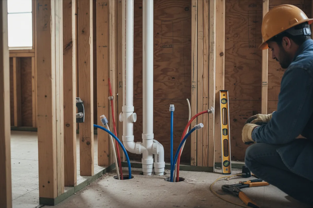 Drain and supply rough-in during Drain Cleaning in Lumberville