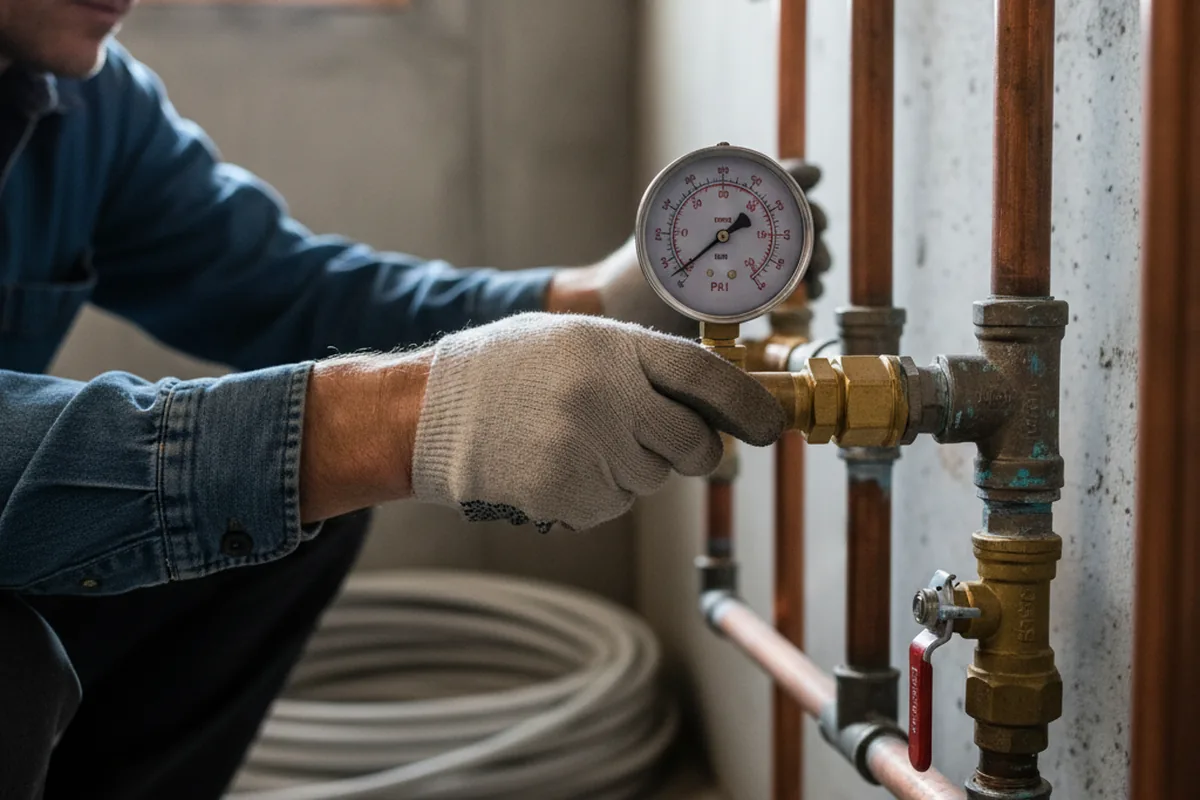 Pressure testing a repaired line during Water Line Repair in Lumberville